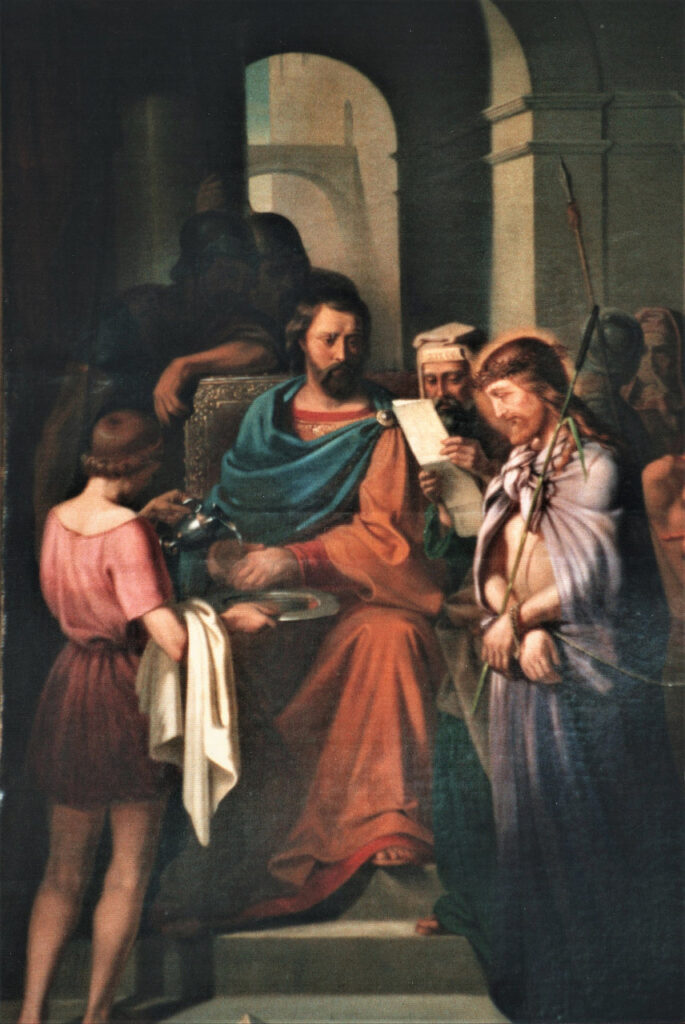 Schilderij van Charles Quaedvlieg, Kruiswegstatie Neder-Weert, Christus voor Pilates